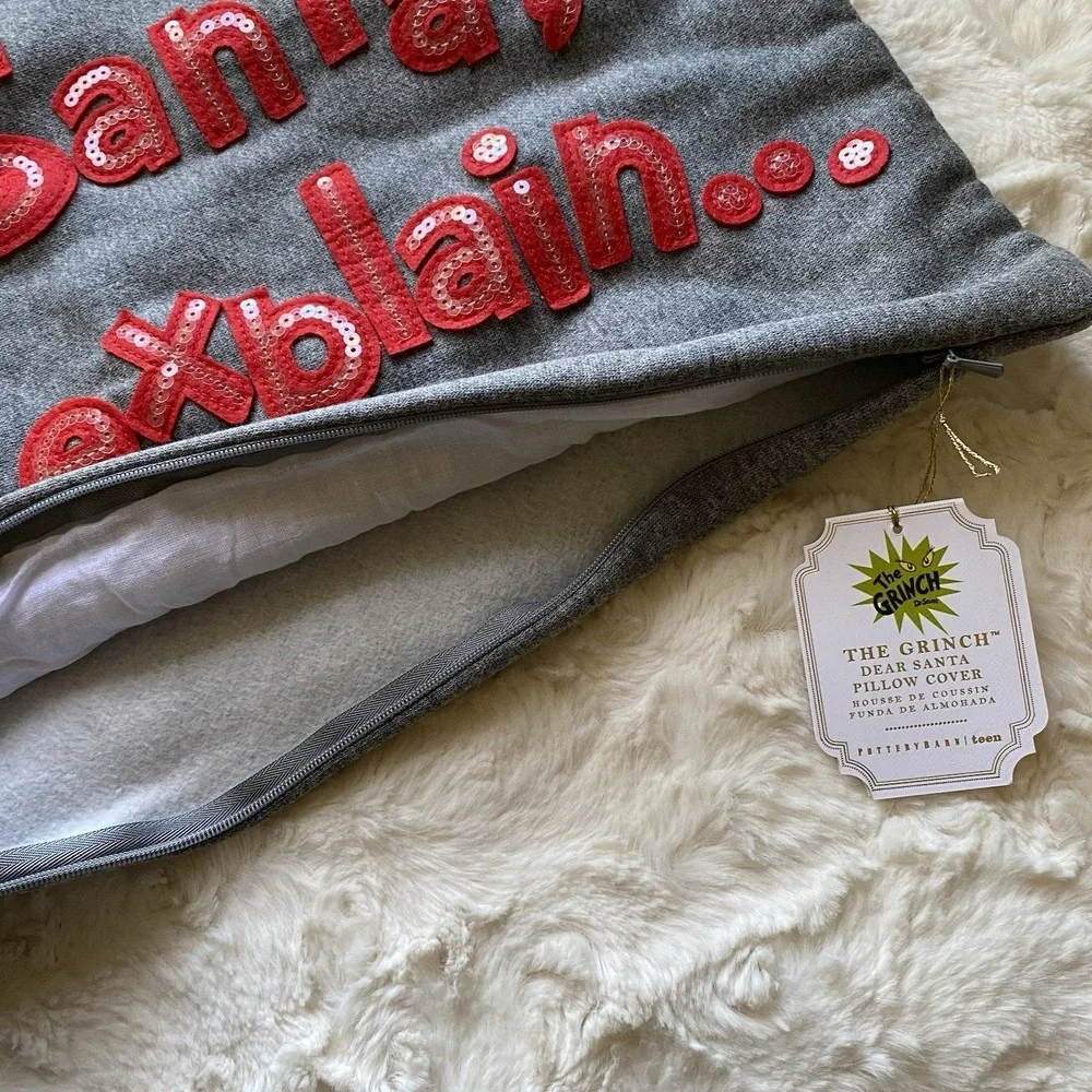 Pottery Barn‎ Teen Grinch Dear Santa I Can Explain Pillow Cover Dr. Seuss Lumbar
